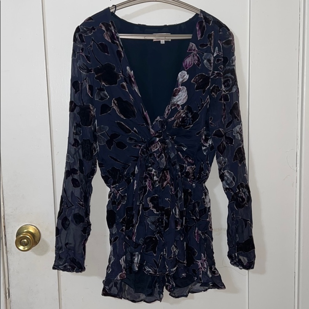Sunset + Spring Floral Velvet Romper Size Large